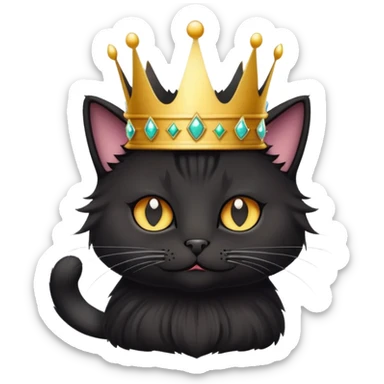 Fluffy Black Cat in a crown sticker