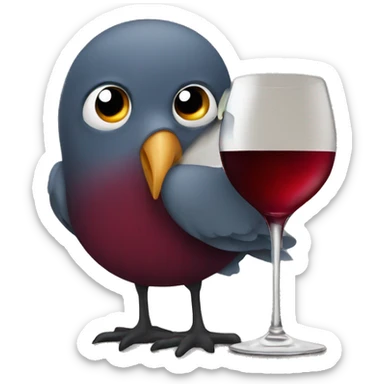 A bird hiding a glass of red wine sticker