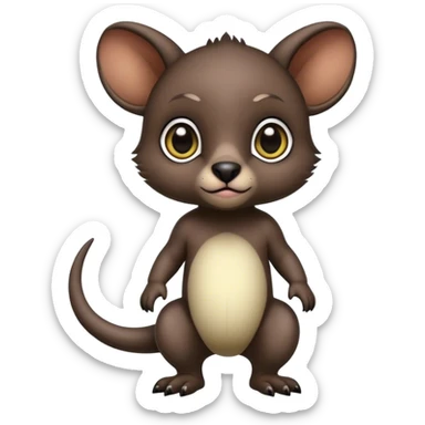 Adorable dark baby edgy animal-hybrid full body, big Eyes, marsupial  sticker