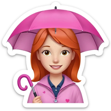 Girl with pink umbrella sticker