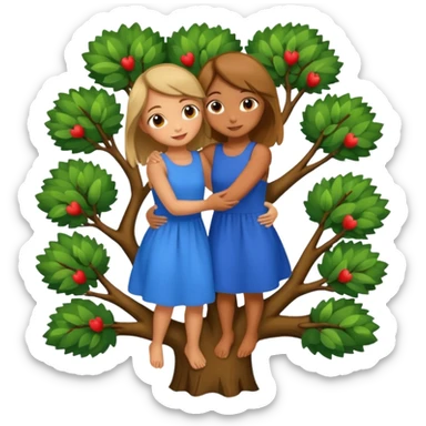 Bird Girl friends hugging in tree sticker