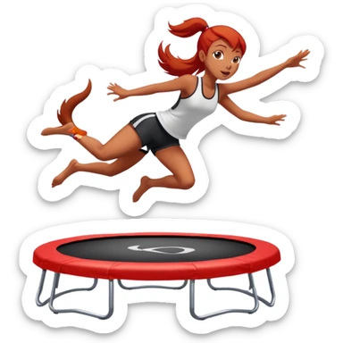 Girl red doberman jumping on trampoline  sticker