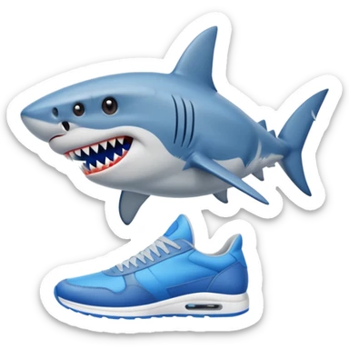 make a shark with blue sneakers sticker