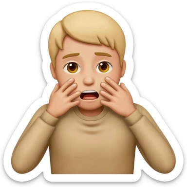 Make an emoji that looks stressed and is choking itself  sticker