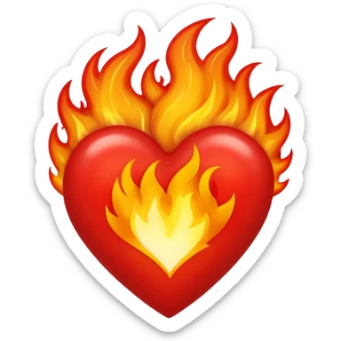 Heart fire exclamation point  sticker