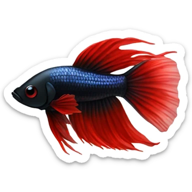 Black betta fish short fins tiny red lines  sticker