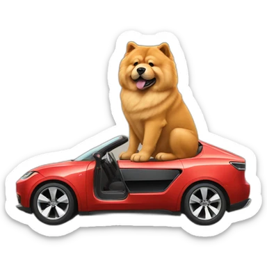 Chow Chow dog ridding tesla sticker