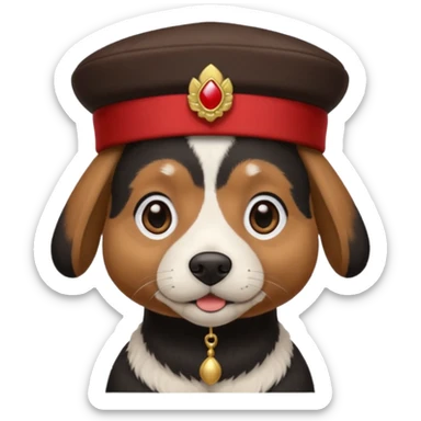 black suited dog with fes hat sticker