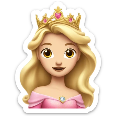 Princess Aurora with gold tiara pink dress   sticker