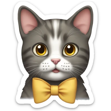 a cat wearing a bow sticker