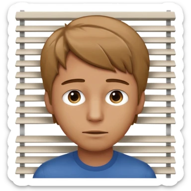 Male peeking behind the blinds can't see whole face only eyes BEHIND blinds sticker