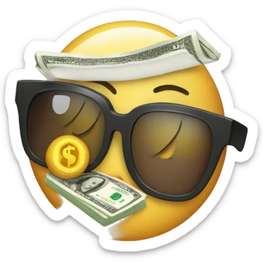 Emoji with sunglasses with a dollar bill and sugar  sticker