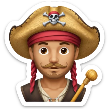 Pirate with a straw hat sticker