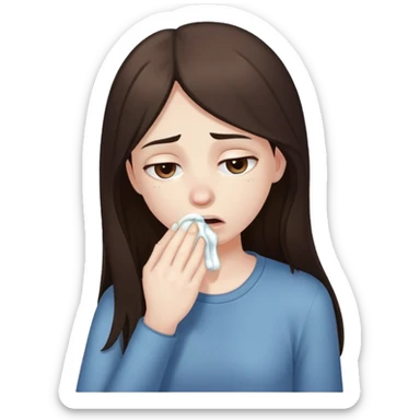 girl with long dark brown hair and pale skin vomiting sticker