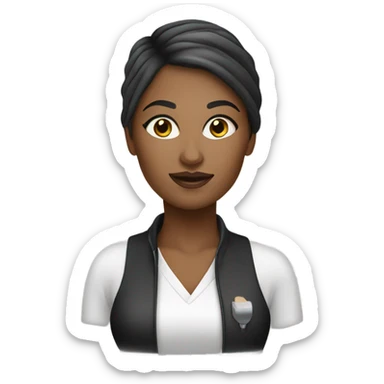 A makeup artist white girl with a makeup brush in her hand sticker