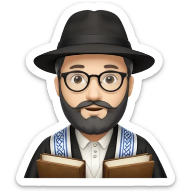 rabbi with a black hat, glasses, and blackish beard, flying to israel sticker