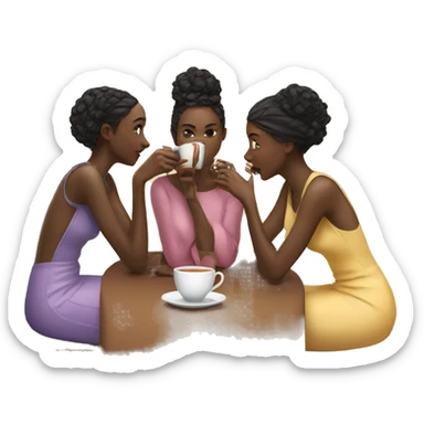 Three black girls drinking tea gossip  sticker
