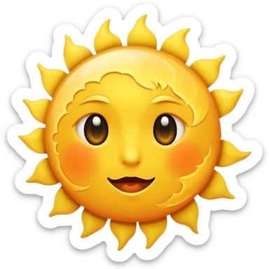 big sun with small tiny yellow moon moon beside it  sticker