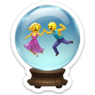 Crystal ball with a couple dancing inside it sticker