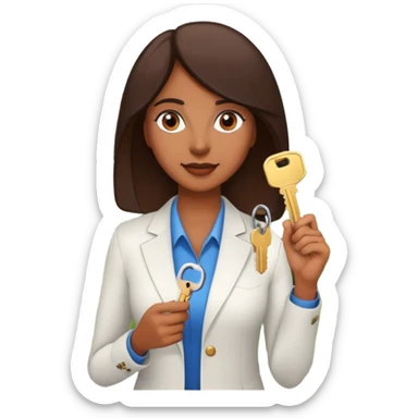 brown lady in real estate job with house sticker