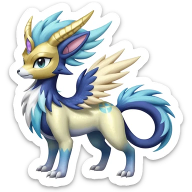 Shiny Sunny furry scaly painted Asian pastel-gradient Absol-Meloetta-Solgaleo-Luxray-Suicune-fusion sticker