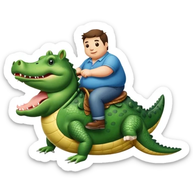 A fat pig riding a alligator  sticker