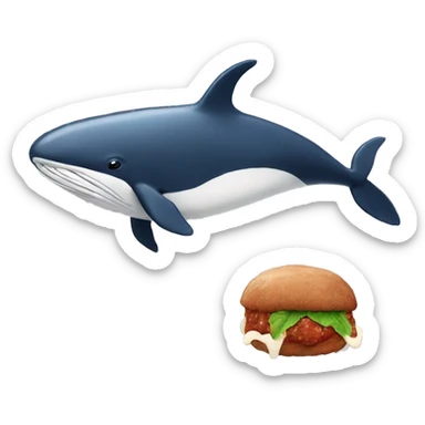whale with spaghetti for teeth and meatballs for eyes sticker