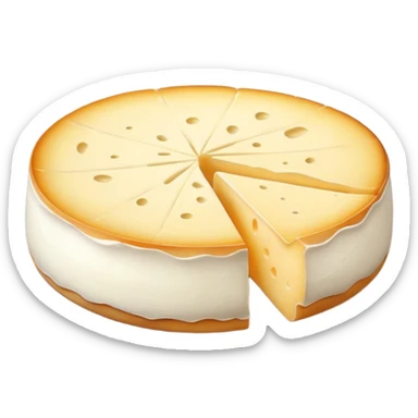 cinematic-realistic-brie-cheese-emoji,-featuring-soft-ripened-cheese-with-a-delicate white rind-rendered-with-lifelike-detail-and-inviting,-natural-lighting sticker
