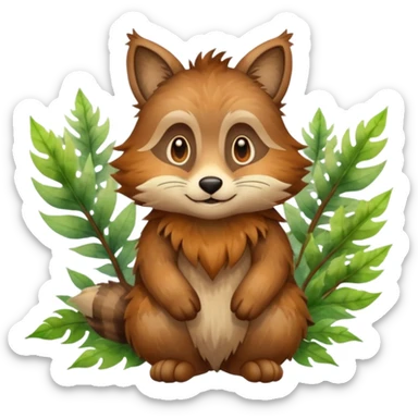 watercolor furry creature in a misty forest sticker