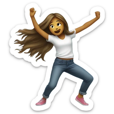 Long haired girl doing the dab sticker