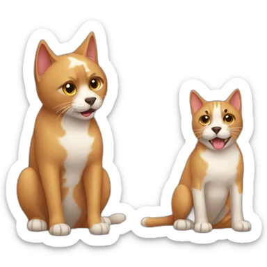 Cat with dog helpless sticker