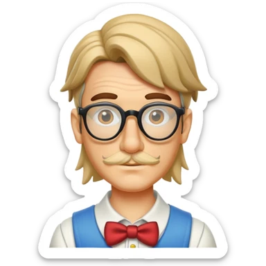 Pinocchio with a mullet and glasses sticker