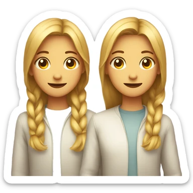 2 identical teenagers, one is smiling and the other is sad sticker