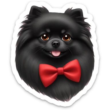 Black Pomeranian in red bow tie sticker