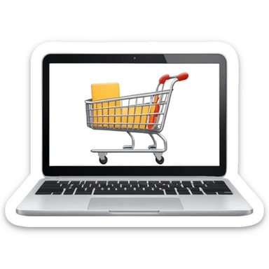 a laptop with a shopping cart on a white screen sticker