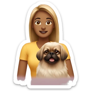 Women with Pekingese sticker
