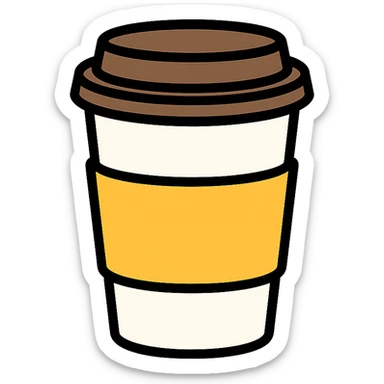Make a closed coffee to-go cup like the reference, but a little smaller and with no emoji or logo in the middle. Keep the same style and colors as the reference. sticker