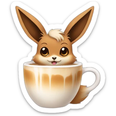 Eevee with a latte sticker