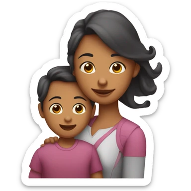 madre apoyano a hijo conn tareas sticker