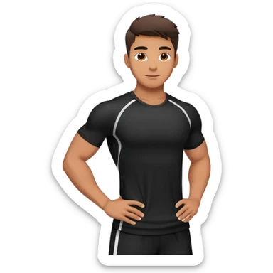 Athletic guy in sporty black clothes. sticker