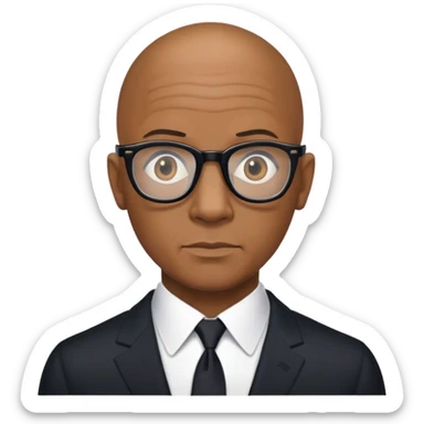 Bald black man with glasses James Bond sticker