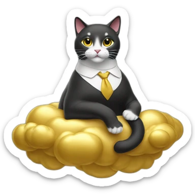 cat secretary sitting on top of the gold cloud sticker