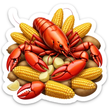Louisiana crawfish boil with corn and potatoes sticker