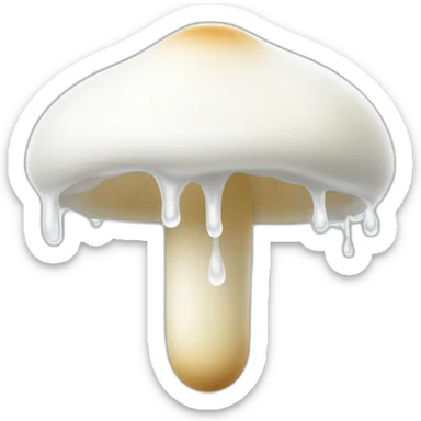 White milk droplets spurting from mushroom top sticker