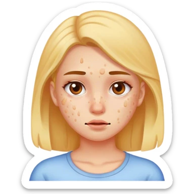 Girl with acne sticker