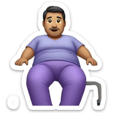 Fat latino Guy in hospital bed with purple pants sticker