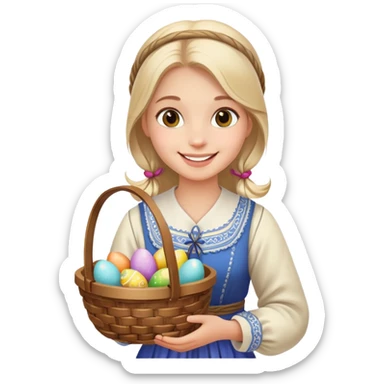 smiling girl in traditional attire birthday Easter sticker
