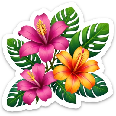 tropical flowers sticker