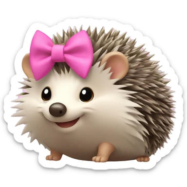 hedgehog with a pink bow ￼ sticker