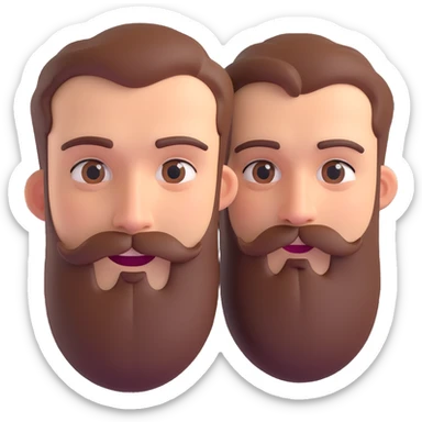 a bearded face with a split expression showing both happy and sad emotions, clear expressive style sticker